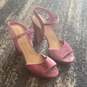 Elegant Pink Velvet Women's Heels